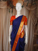 Royal Blue Solid Woven Design Pure Kanchipuram Silk Saree with Contrast Zari Border