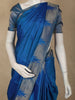 Royal Blue Solid Woven Design Pure Kanchipuram Silk Saree with Temple Border
