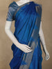 Royal Blue Solid Woven Design Pure Kanchipuram Silk Saree with Temple Border
