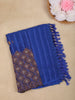 Royal Blue Striped Design Georgette Saree With Designer Blouse