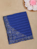 Royal Blue Striped Floral Design Georgette Saree