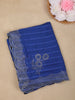 Royal Blue Striped Floral Design Georgette Saree