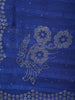 Royal Blue Striped Floral Design Georgette Saree