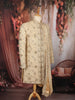 Royal Champagne Gold Floral Zari Embroidered Design Semi Silk Men's Sherwani Suit with Dupatta