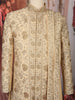 Royal Champagne Gold Floral Zari Embroidered Design Semi Silk Men's Sherwani Suit with Dupatta