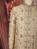 Royal Champagne Gold Floral Zari Embroidered Design Semi Silk Men's Sherwani Suit with Dupatta