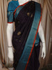 Royal Deep Purple Butta Zari Woven Design Pure Kanchipuram Silk Saree with Contrast Border