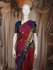 Royal Dual Tone Maroon Blue Butta Zari Woven Design Pure Kanchipuram Silk Saree with Contrast Border