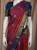 Royal Dual Tone Maroon Blue Butta Zari Woven Design Pure Kanchipuram Silk Saree with Contrast Border