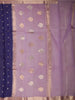 Royal Indigo Blue Butta Zari Woven Design Pure Banarasi Silk Saree with Contrast Mauve Zari  Border