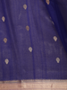 Royal Indigo Blue Butta Zari Woven Design Pure Banarasi Silk Saree with Contrast Mauve Zari  Border