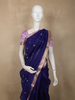 Royal Indigo Blue Butta Zari Woven Design Pure Banarasi Silk Saree with Contrast Mauve Zari  Border