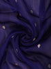 Royal Indigo Blue Butta Zari Woven Design Pure Banarasi Silk Saree with Contrast Mauve Zari  Border