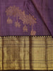 Royal Iris Purple Ornamental Zari Woven Design Pure Kanchipuram Silk Saree with Contrast Zari Border