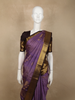 Royal Iris Purple Ornamental Zari Woven Design Pure Kanchipuram Silk Saree with Contrast Zari Border
