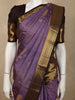 Royal Iris Purple Ornamental Zari Woven Design Pure Kanchipuram Silk Saree with Contrast Zari Border