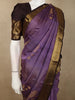 Royal Iris Purple Ornamental Zari Woven Design Pure Kanchipuram Silk Saree with Contrast Zari Border