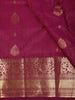 Royal Magenta Purple Floral Butta and Striped Zari Woven Design Pure Kanchipuram Silk Saree with Zari Border