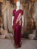 Royal Magenta Purple Floral Butta and Striped Zari Woven Design Pure Kanchipuram Silk Saree with Zari Border