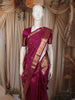 Royal Magenta Purple Floral Butta and Striped Zari Woven Design Pure Kanchipuram Silk Saree with Zari Border