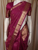 Royal Magenta Purple Floral Butta and Striped Zari Woven Design Pure Kanchipuram Silk Saree with Zari Border