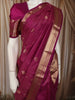 Royal Magenta Purple Floral Butta and Striped Zari Woven Design Pure Kanchipuram Silk Saree with Zari Border