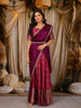 Royal Magenta Purple Floral Vine Zari Woven Design Art Silk Kids Pattu Pavadai with Matching Dupatta and Designer Hip Belt