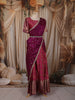 Royal Magenta Purple Floral Vine Zari Woven Design Art Silk Kids Pattu Pavadai with Matching Dupatta and Designer Hip Belt