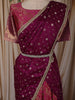Royal Magenta Purple Floral Vine Zari Woven Design Art Silk Kids Pattu Pavadai with Matching Dupatta and Designer Hip Belt