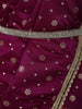 Royal Magenta Purple Floral Vine Zari Woven Design Art Silk Kids Pattu Pavadai with Matching Dupatta and Designer Hip Belt