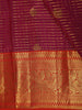 Cabernet Wine Mini Checked Zari Woven Design Pure Kanchipuram Silk Saree with Contrast Zari Border