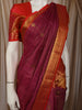 Cabernet Wine Mini Checked Zari Woven Design Pure Kanchipuram Silk Saree with Contrast Zari Border