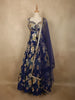 Royal Midnight Navy Blue Floral Sequins and Zari Embroidered Design Crepe Bridesmaids Lehenga with Dupatta