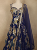 Royal Midnight Navy Blue Floral Sequins and Zari Embroidered Design Crepe Bridesmaids Lehenga with Dupatta