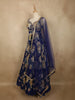 Royal Midnight Navy Blue Floral Sequins and Zari Embroidered Design Crepe Bridesmaids Lehenga with Dupatta