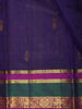 Royal Navy Blue Floral Butta Zari Woven Design Kanchipuram Silk Saree with Contrast Zari Border