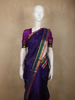 Royal Navy Blue Floral Butta Zari Woven Design Kanchipuram Silk Saree with Contrast Zari Border