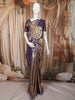 Royal Navy Blue Floral Vine Zari Woven Design Pure Kanchipuram Silk Bridal Saree with Matching Elephant Motif Zari Border