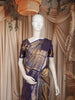 Royal Navy Blue Floral Vine Zari Woven Design Pure Kanchipuram Silk Bridal Saree with Matching Elephant Motif Zari Border