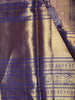 Royal Navy Blue Floral Vine Zari Woven Design Pure Kanchipuram Silk Bridal Saree with Matching Elephant Motif Zari Border