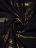 Royal Navy Blue Floral Zari Woven Design Pure Kanchipuram Silk Saree with Contrast Border