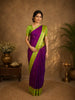Royal Purple Butta Zari Woven Design Pure Kanchipuram Silk Saree with Contrast Border