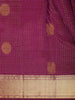 Royal Purple Checked and Peacock Woven Design Pure Kanchipuram Silk Saree with Gold Zari Border