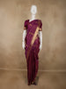 Royal Purple Checked and Peacock Woven Design Pure Kanchipuram Silk Saree with Gold Zari Border