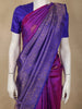 Royal Purple Floral Butta Zari Woven Design Pure Kanchipuram Silk Saree with Floral Border