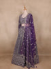 Royal Purple Floral Embroidered Bridal Net Lehenga Set