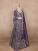 Royal Purple Floral Embroidered Bridal Net Lehenga Set
