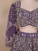 Royal Purple Floral Embroidered Bridal Net Lehenga Set