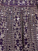 Royal Purple Floral Embroidered Bridal Net Lehenga Set