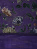 Royal Purple Floral Printed Chiffon Saree with Self Woven Border